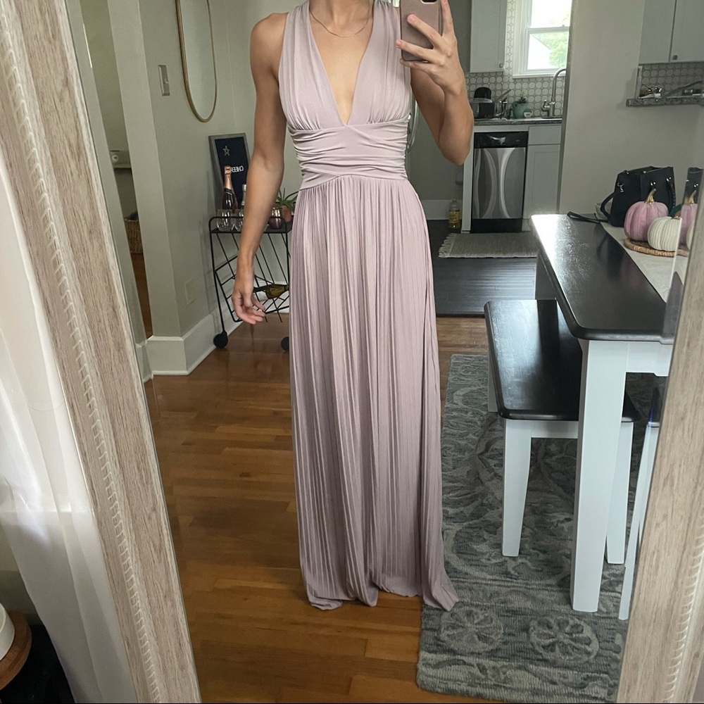 H&M Long V-Neck Dress Lavender Grey Size 0